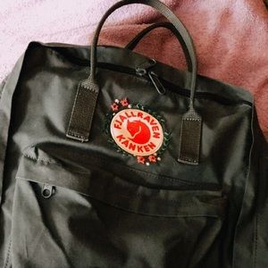 Graphite Big Kanken Hand Embroidered